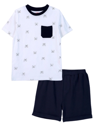 Bộ áo quần thun bé trai ngắn Ant B0920001 (Trắng)